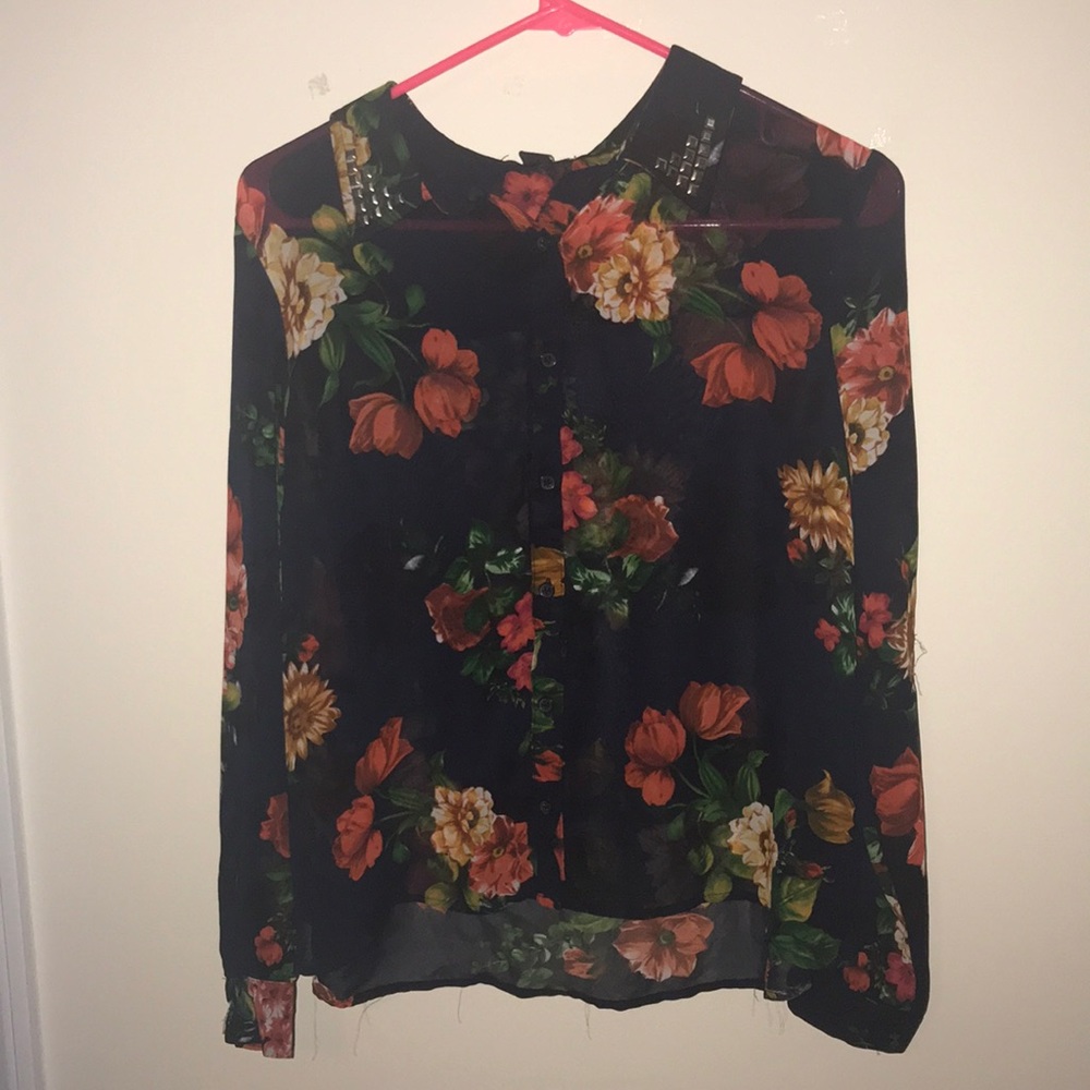 Button Up Floral Blouse